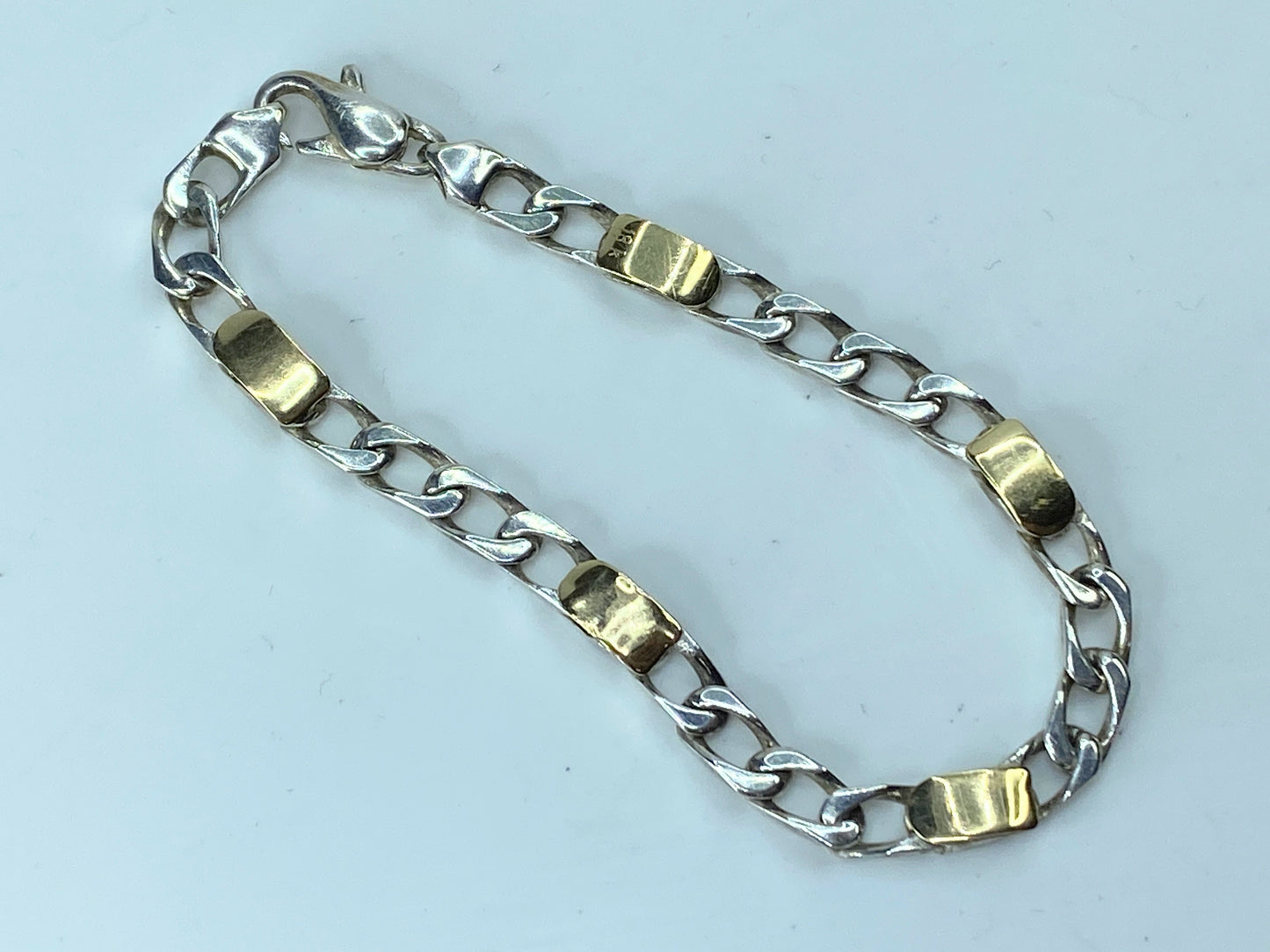 Tiffany & Co Sterling Silver & 18k yellow Gold Bracelet 11.1g 7.25" w/box JR201