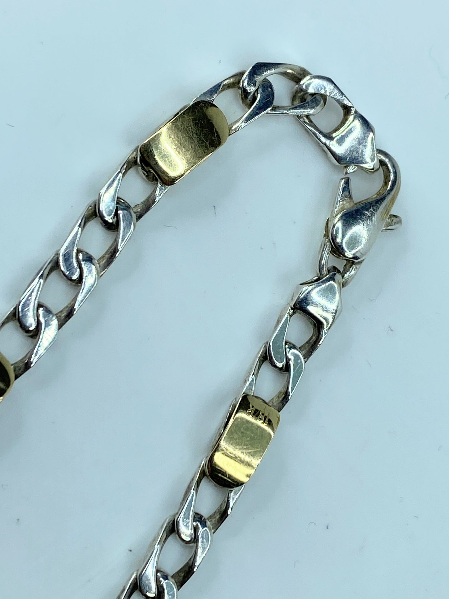Tiffany & Co Sterling Silver & 18k yellow Gold Bracelet 11.1g 7.25" w/box JR201