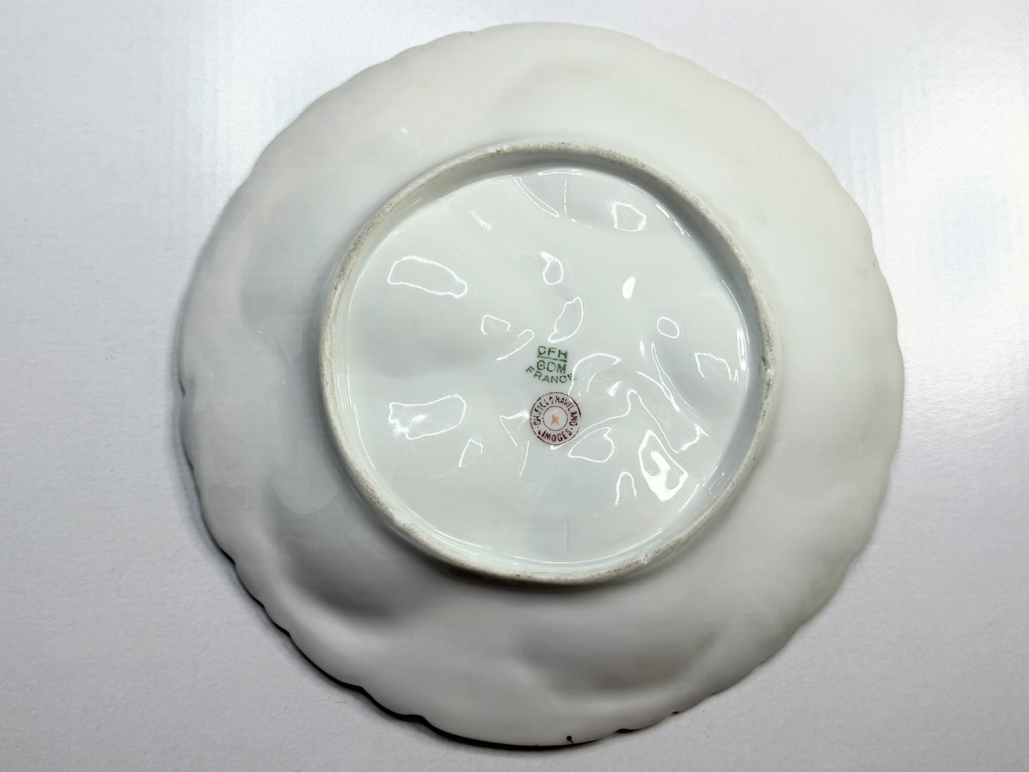 Antique French Limoges Oyster Plate Hand Painted Floral Gold Rim 7.5" A739