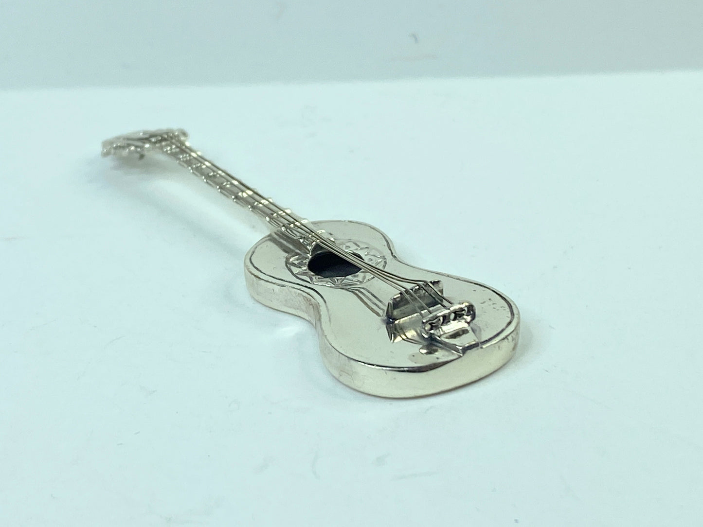 Miniature Sterling Silver Guitar with Strings 3 1/8" 15.5 grams SS80
