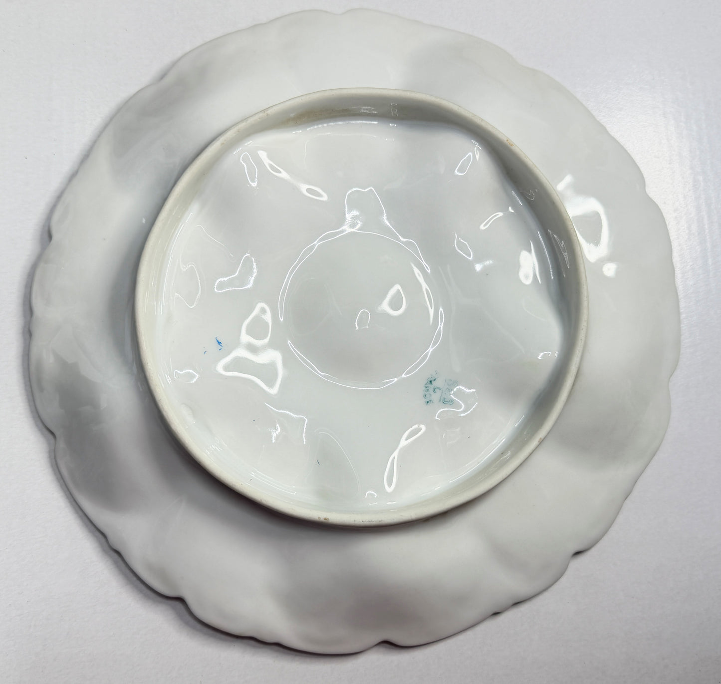 French Antique LS & S Limoges oyster plate, pale green gold gilt A741