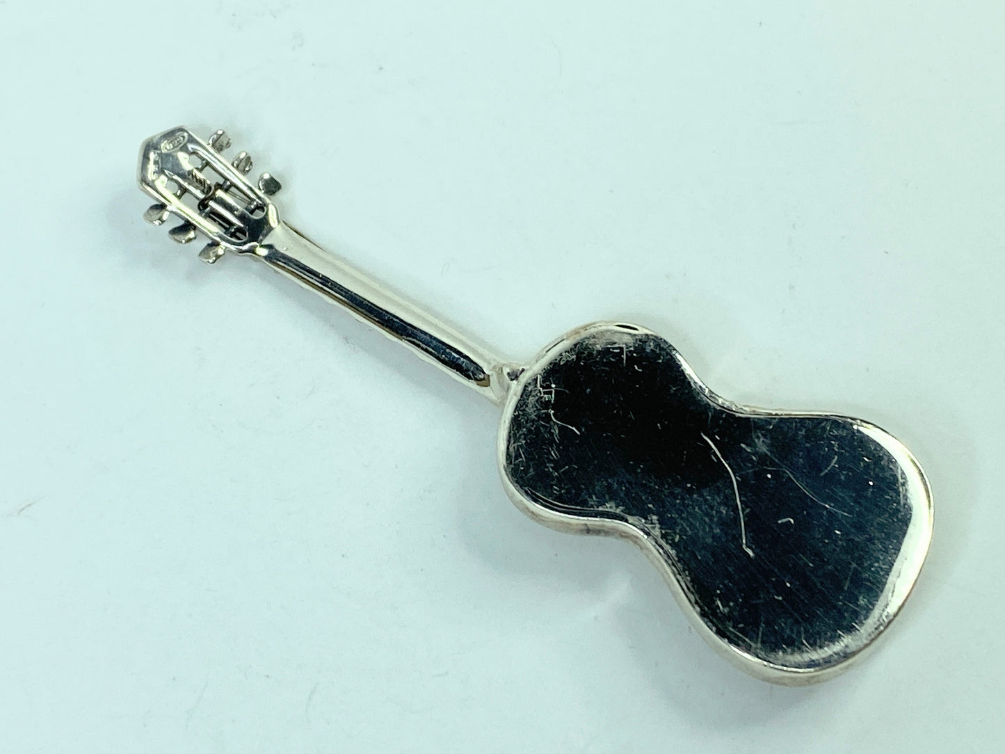 Miniature Sterling Silver Guitar with Strings 3 1/8" 15.5 grams SS80