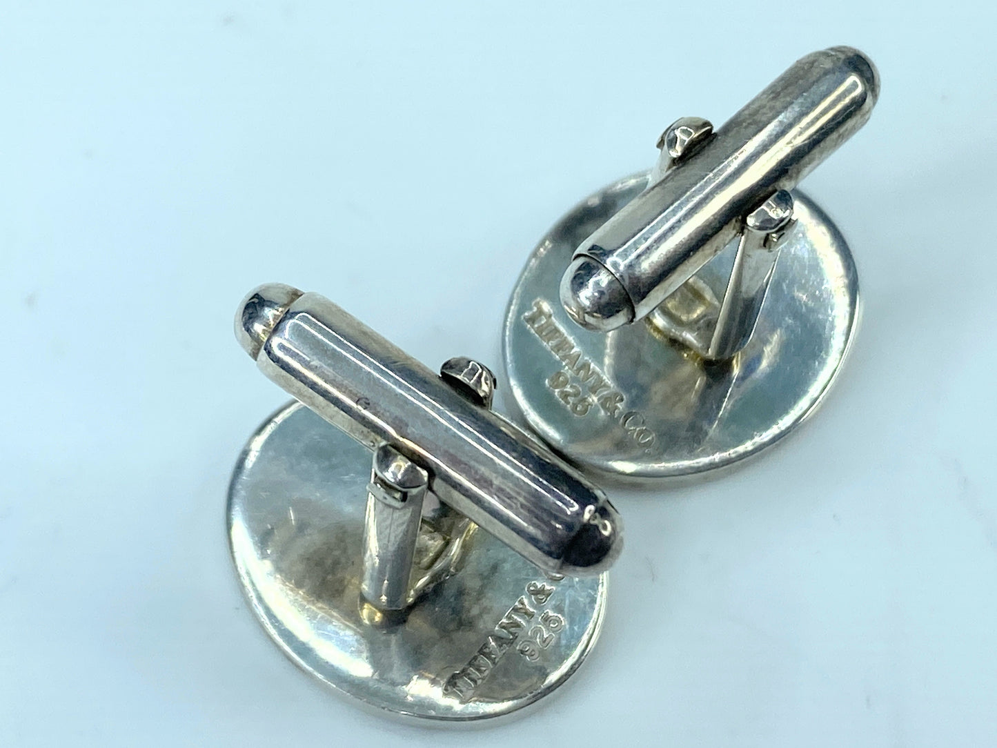Tiffany & Co. Sterling Silver Engine Turned Oval Cufflinks 12.8g JR9552