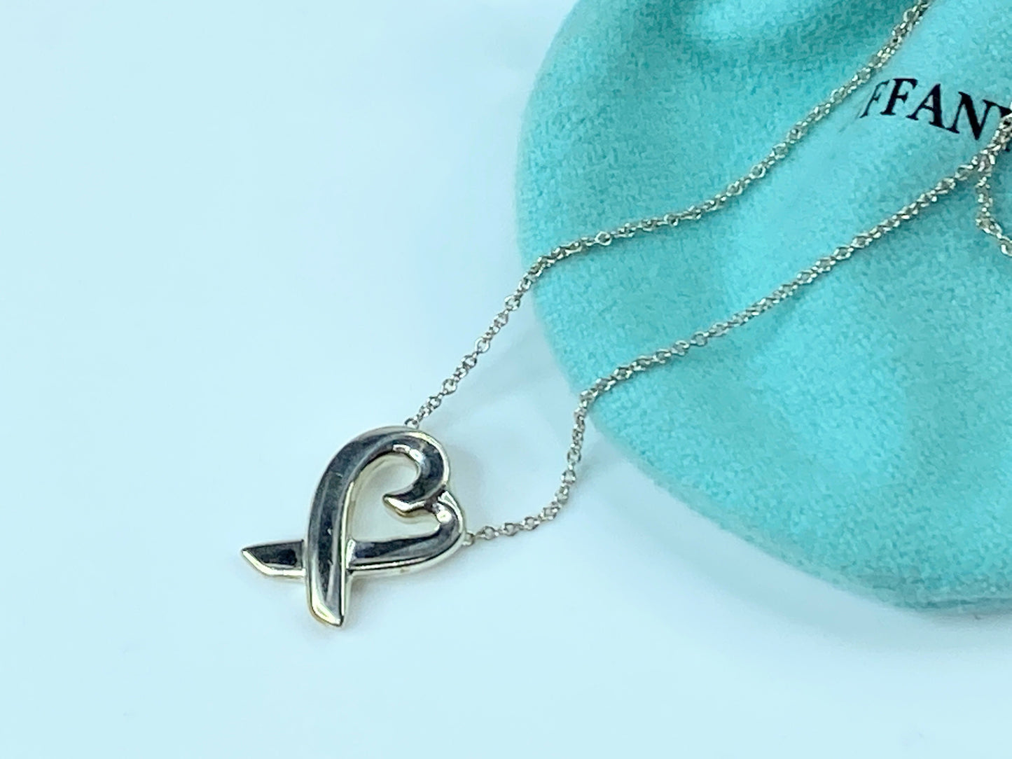 Tiffany & Co Sterling Silver Paloma Picasso Loving Heart Necklace 16.5" JR132