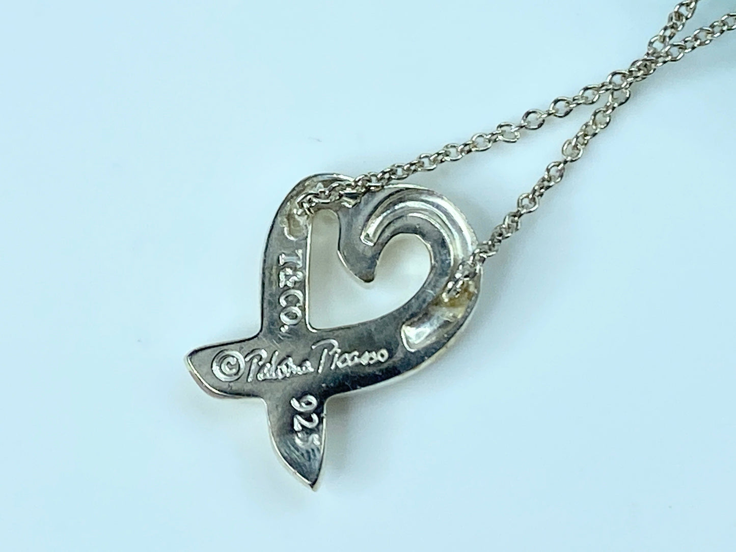 Tiffany & Co Sterling Silver Paloma Picasso Loving Heart Necklace 16.5" JR132