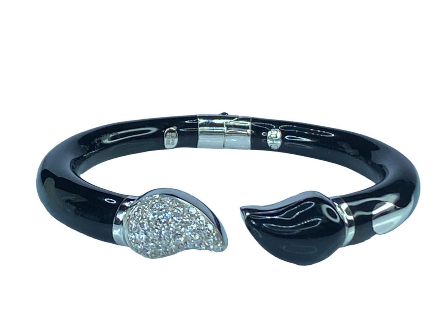 SOHO Diamond, Enamel, White Gold hinged bangle