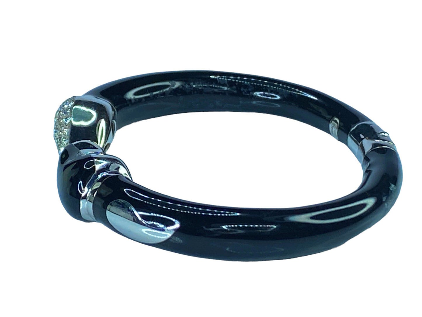 SOHO Diamond, Enamel, White Gold hinged bangle