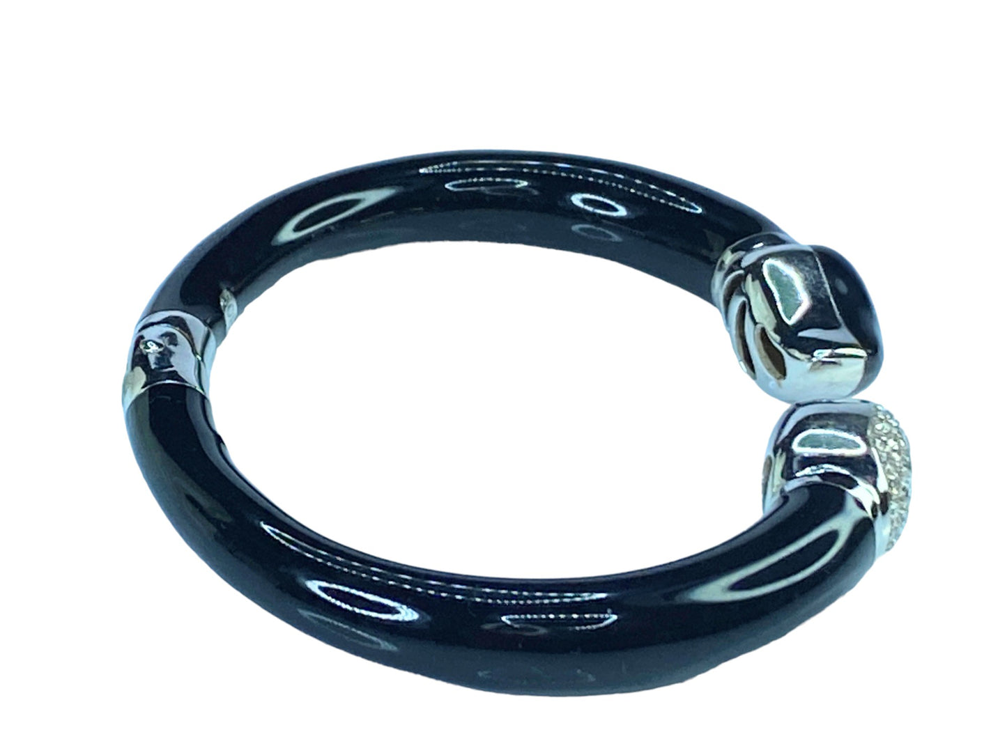 SOHO Diamond, Enamel, White Gold hinged bangle