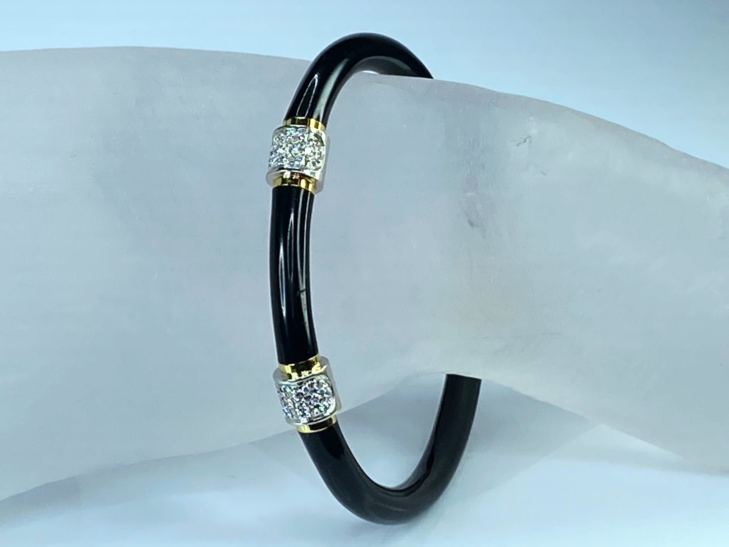 Soho Jewelry 18K White & yellow gold Enamel and Diamond Bangle