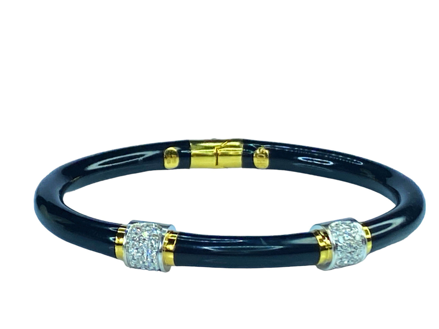 Soho Jewelry 18K White & yellow gold Enamel and Diamond Bangle