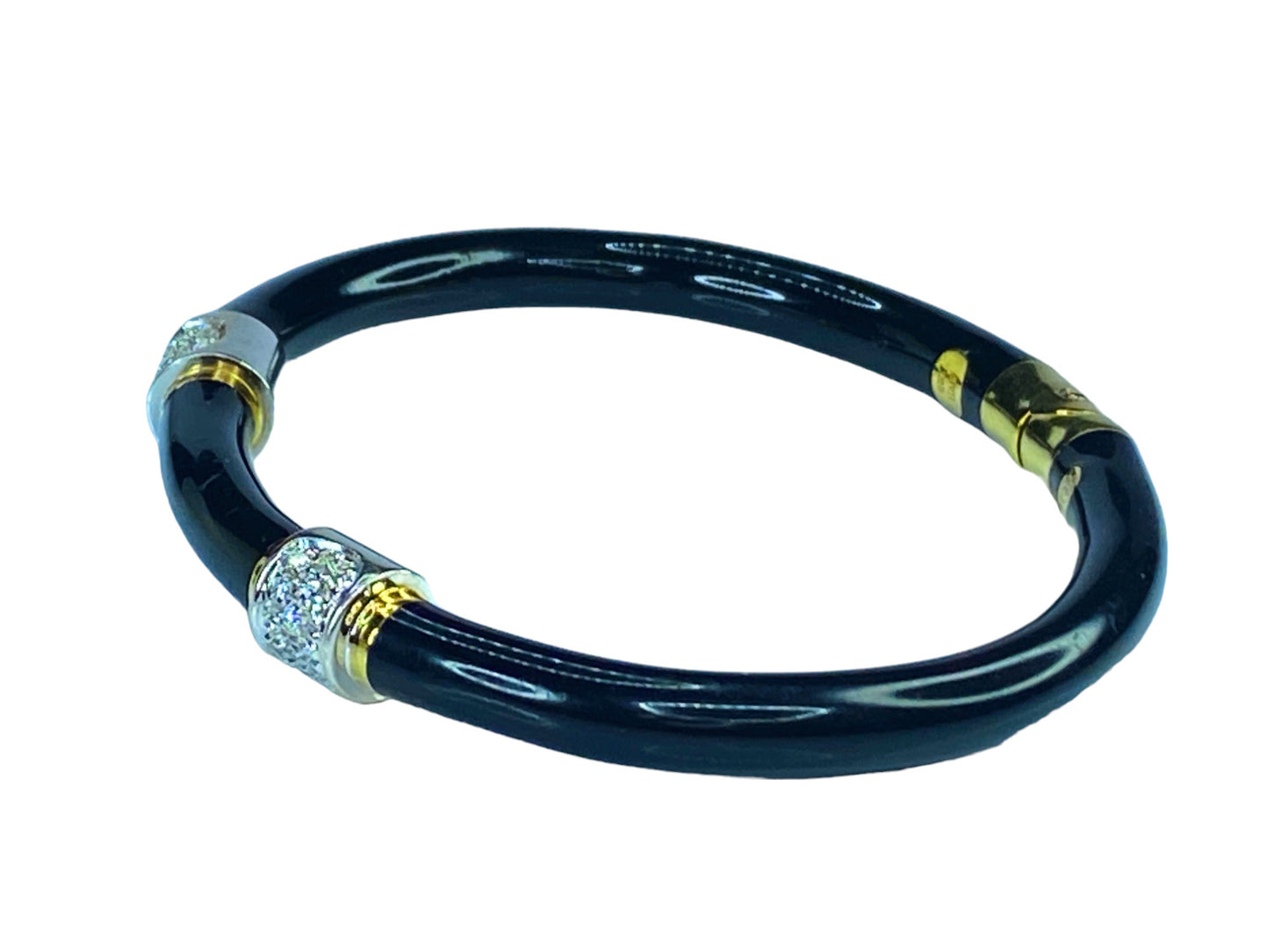 Soho Jewelry 18K White & yellow gold Enamel and Diamond Bangle