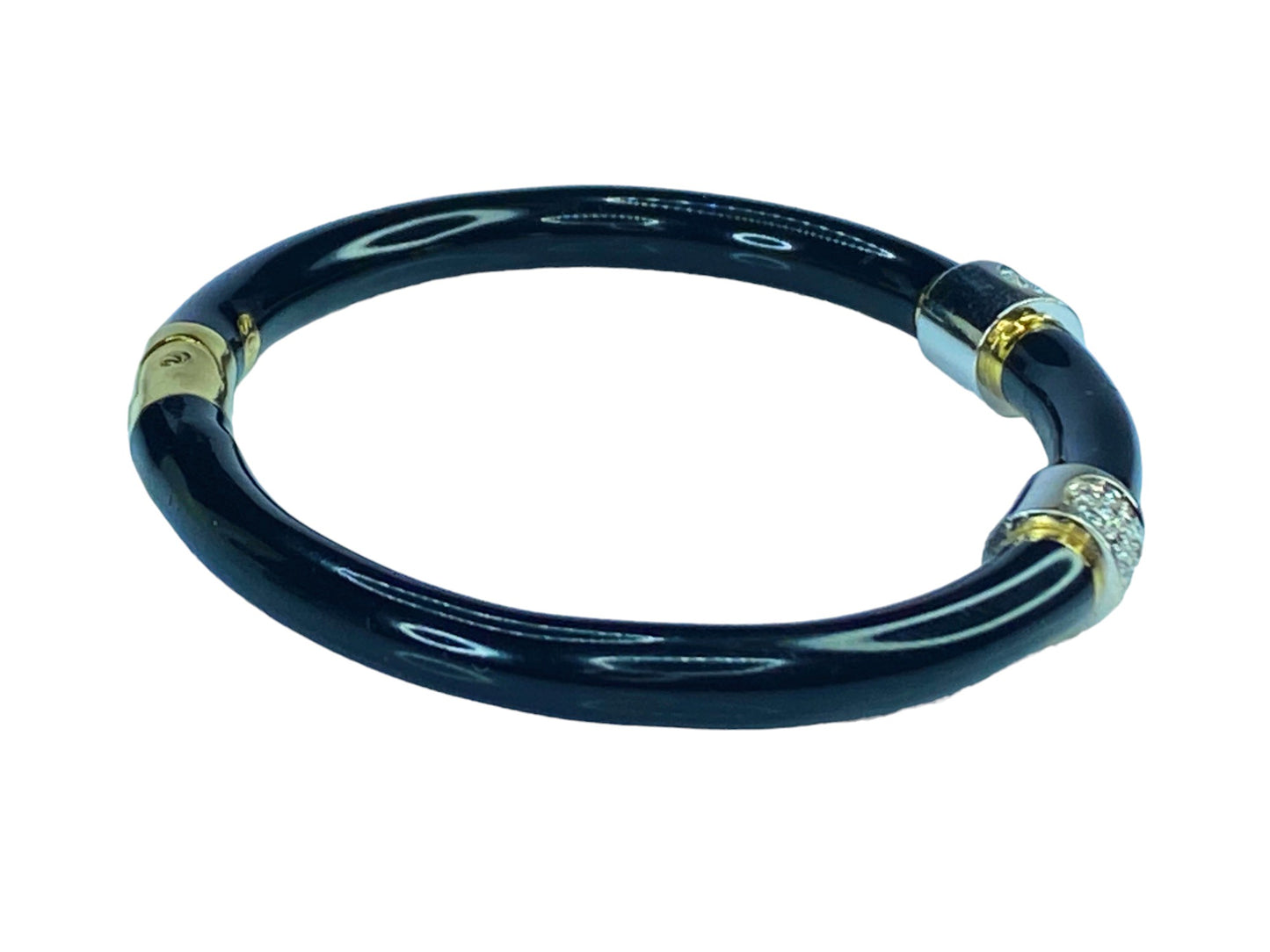 Soho Jewelry 18K White & yellow gold Enamel and Diamond Bangle