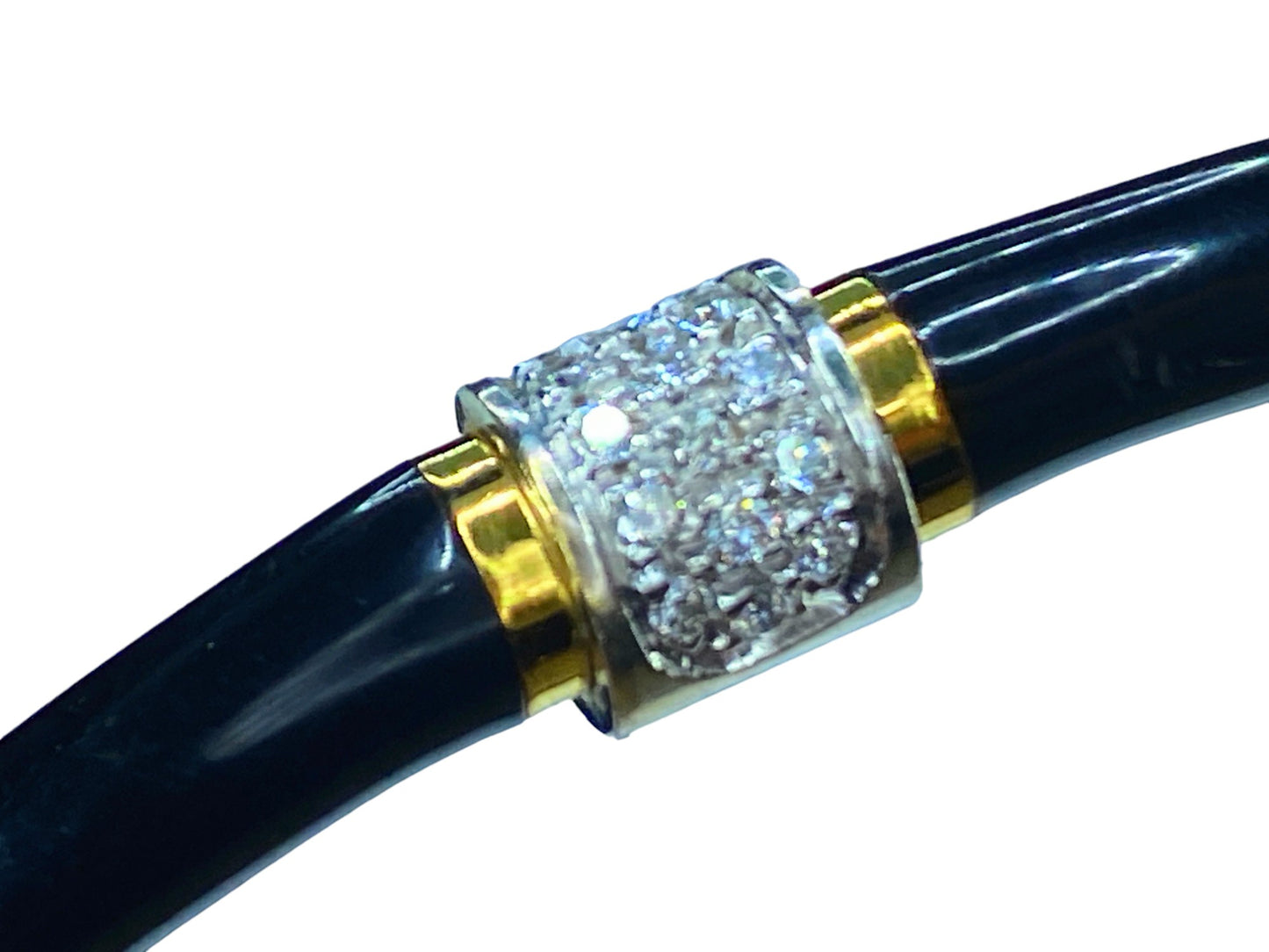 Soho Jewelry 18K White & yellow gold Enamel and Diamond Bangle