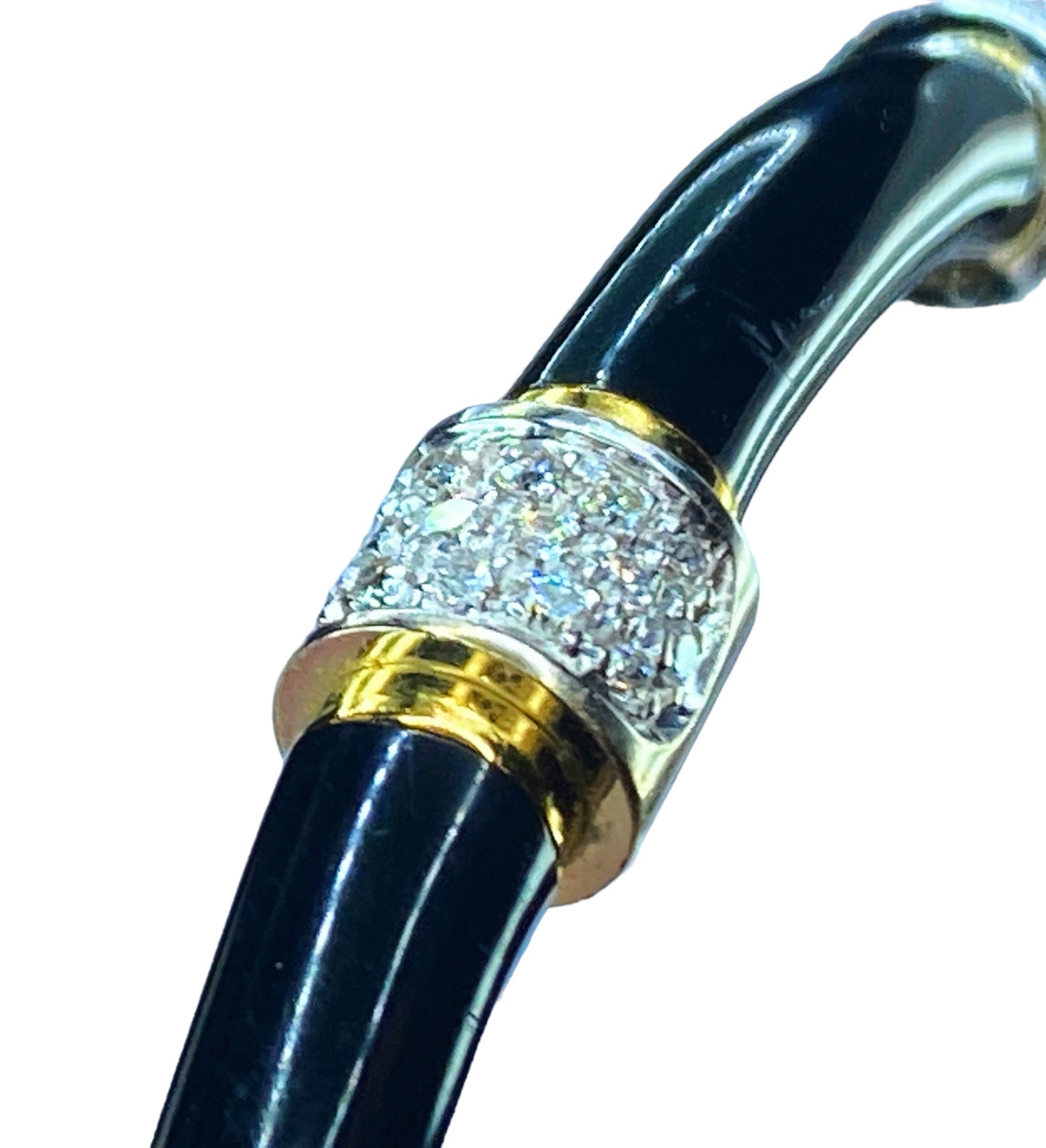 Soho Jewelry 18K White & yellow gold Enamel and Diamond Bangle