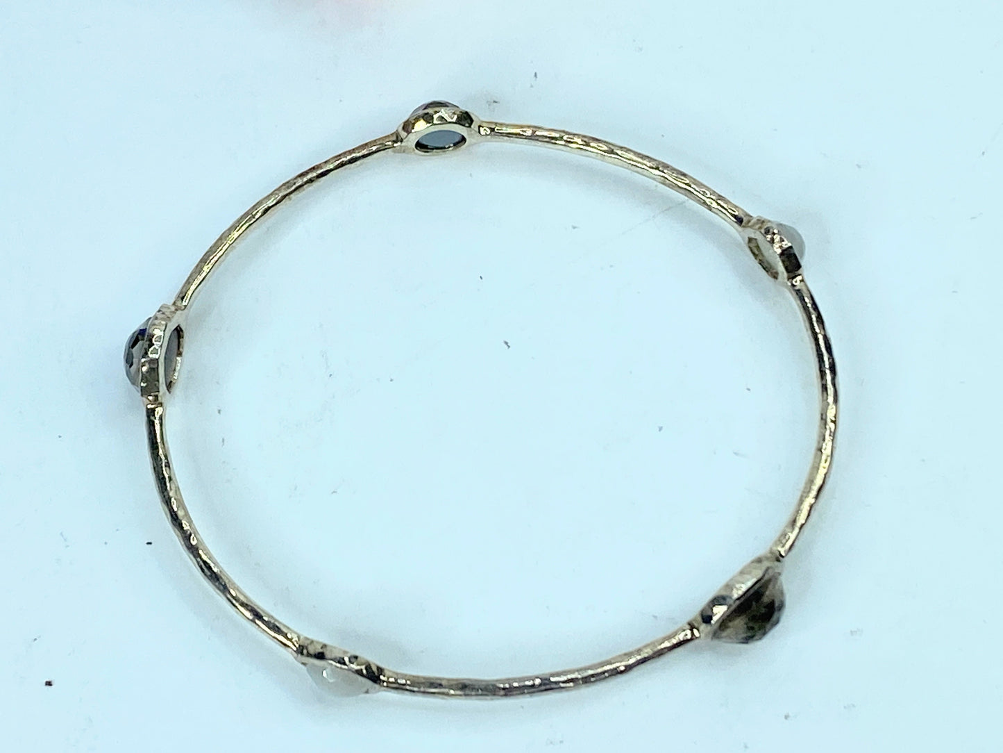 Ippolita Quartz & Mother Of Pearl Five Station Hammered Bracelet 8" 10.3g JR687