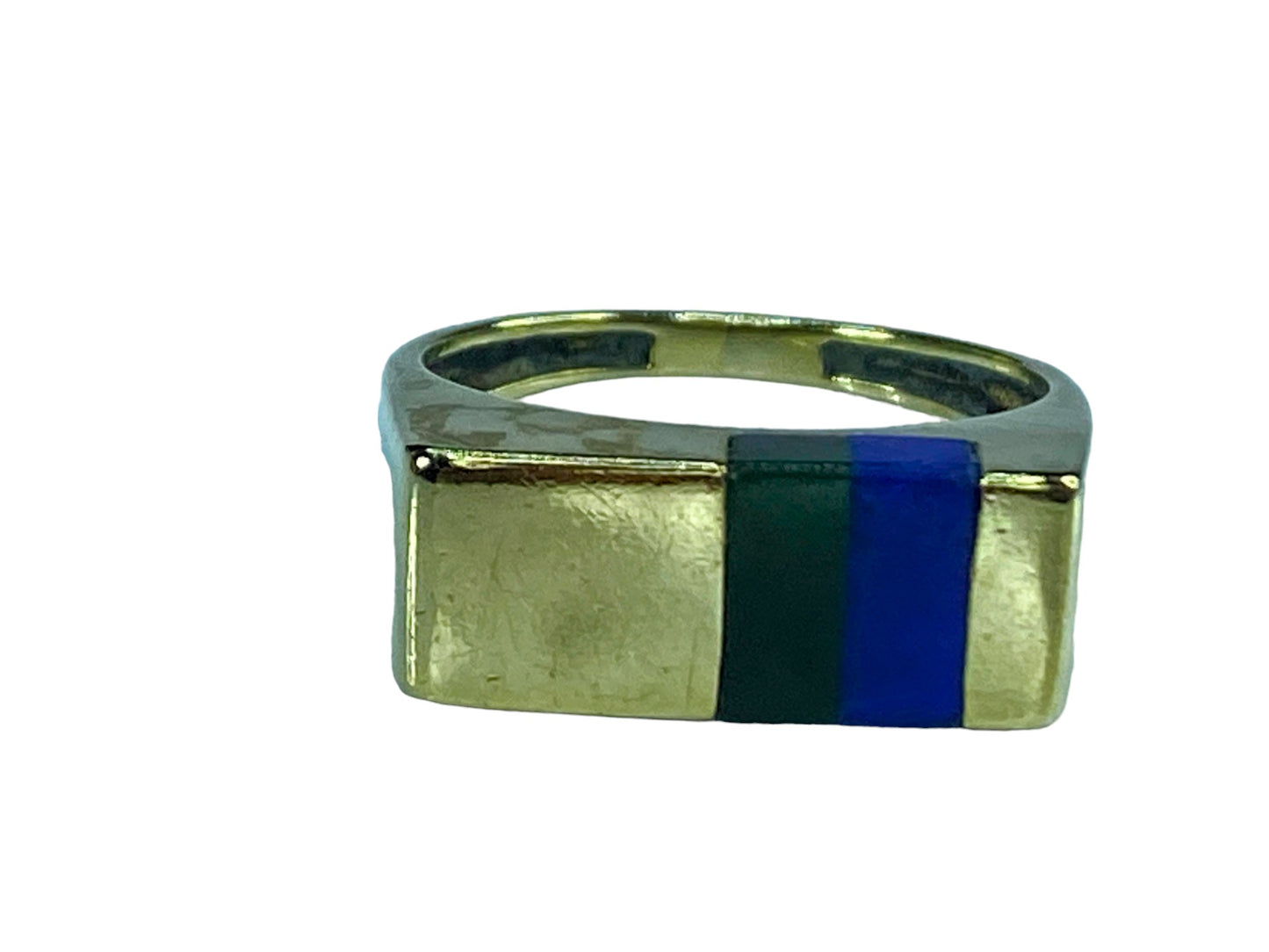 Modernist 18k 14K abstract design Diamond Lapis earring ring set