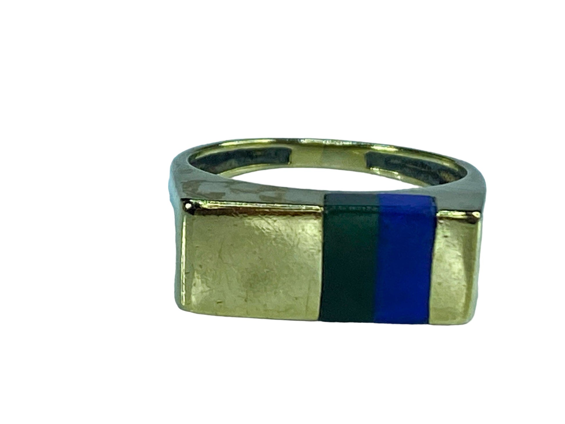 Modernist 18k 14K abstract design Diamond Lapis earring ring set