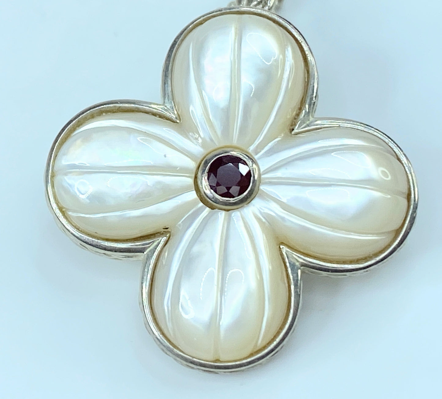 Judith Ripka Sterling Ruby MOP Cherry Blossom pendant pin JR9063