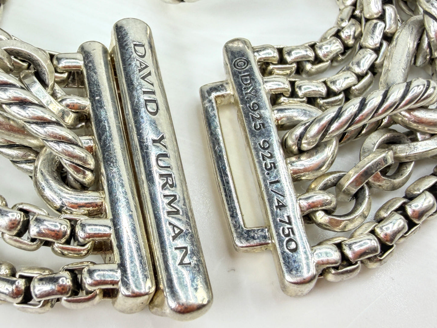 Multi Row Chain Bracelet in Sterling Silver with 18K Yellow Gold, 29mm 7" JR1992