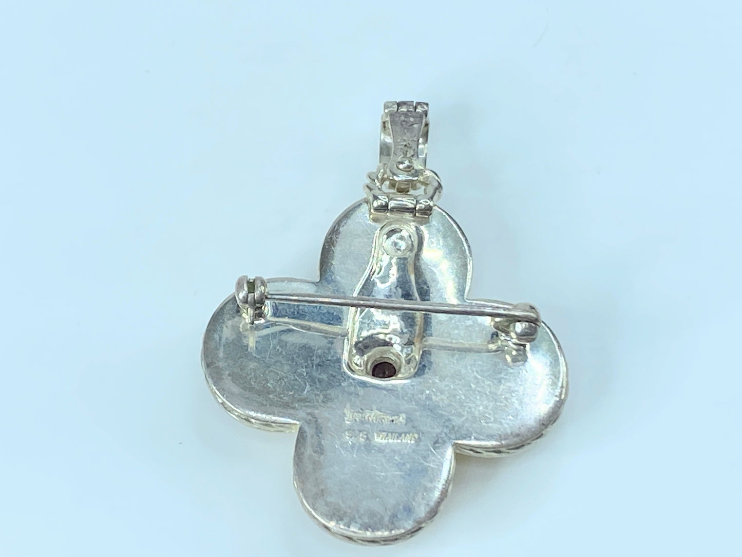 Judith Ripka Sterling Ruby MOP Cherry Blossom pendant pin JR9063