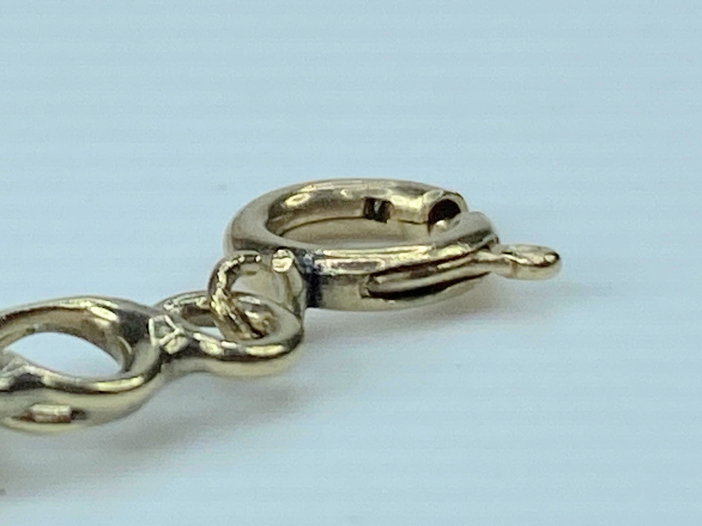 14K yellow gold 5.6mm double link charm starter bracelet 7.5" 7.2g JR141