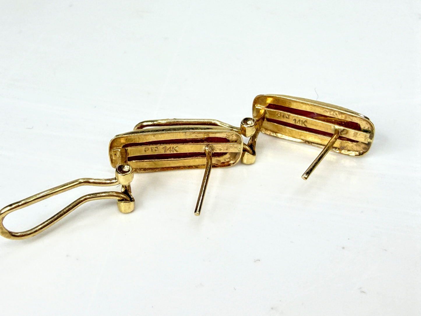 Early Century 14K Gold Natural Red Coral Bracelet & Earrings Demi-Parure JR1993