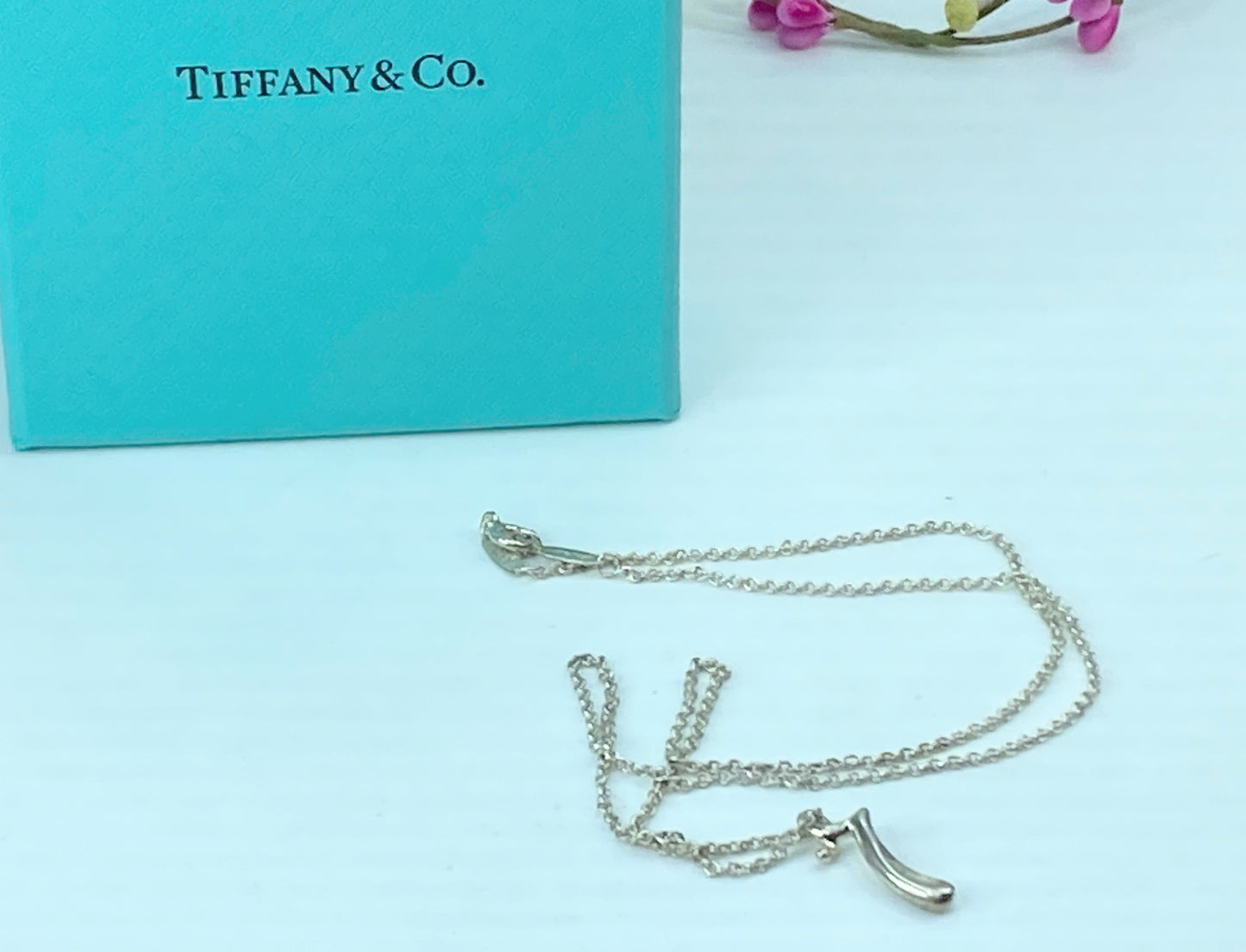 Tiffany & Co Silver Peretti Alphabet "r" Medium pendant necklace 17.5" JR721
