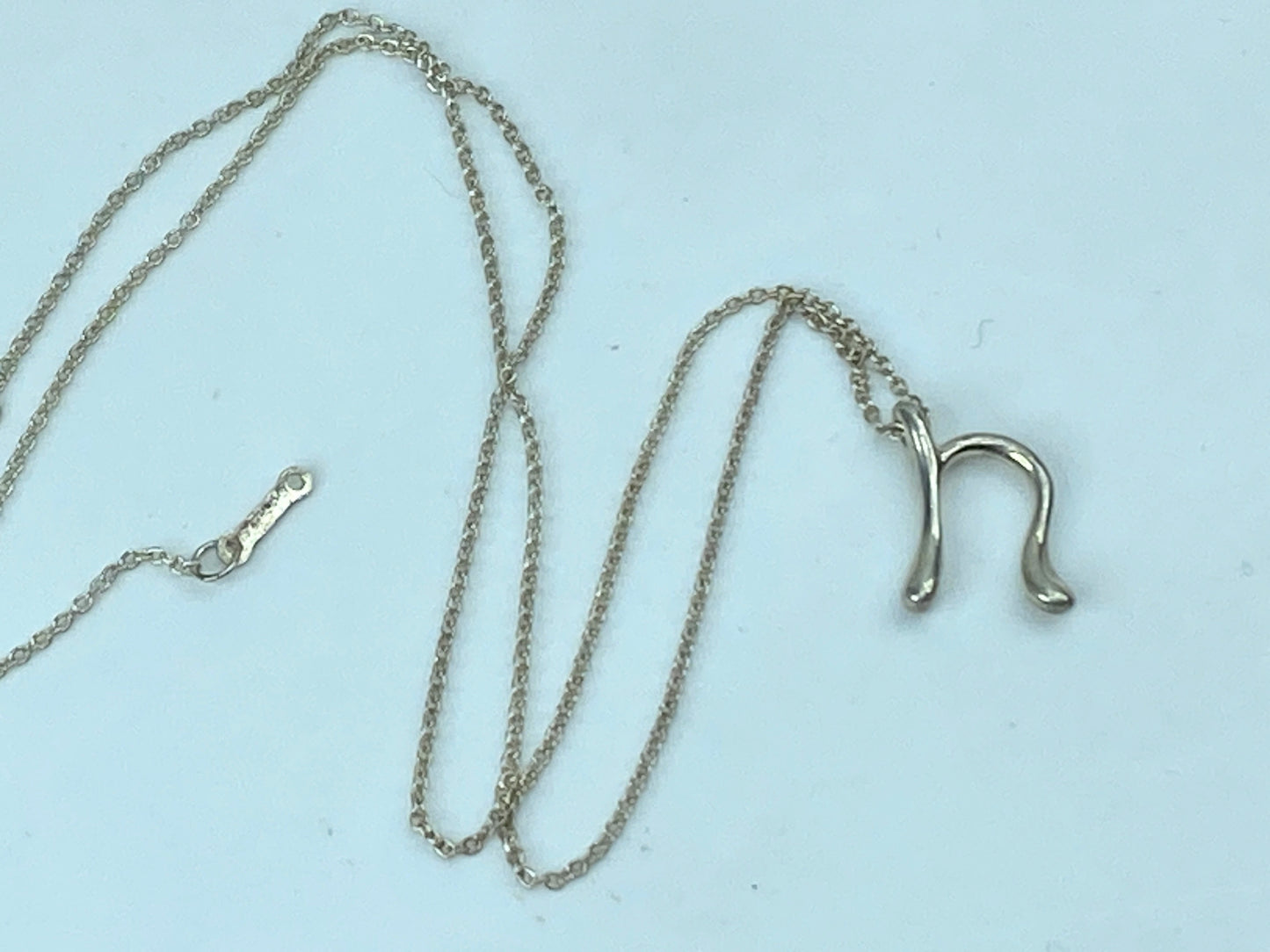 Tiffany & Co. Elsa Peretti Letter "n" sterling silver necklace 16" JR723
