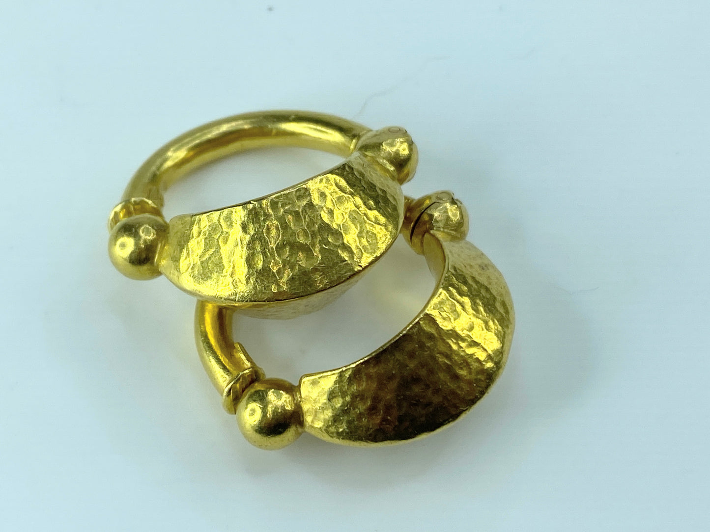 Neolithic Earrings by Lalaounis in hammered 22k yellow gold 30mm 18.7g JR100