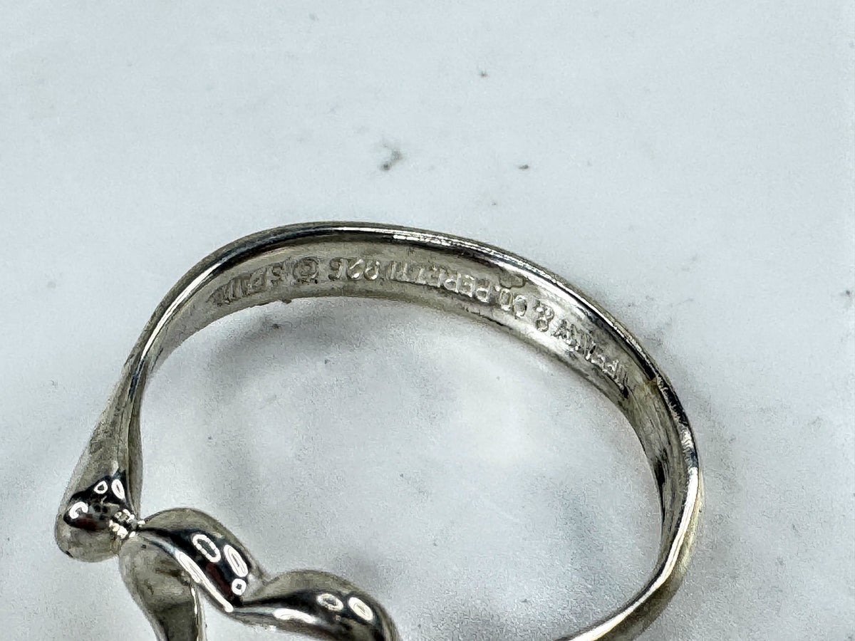 Tiffany & Co. Elsa Peretti Open Heart Sterling Silver Ring 7.5 2.4g JR2008