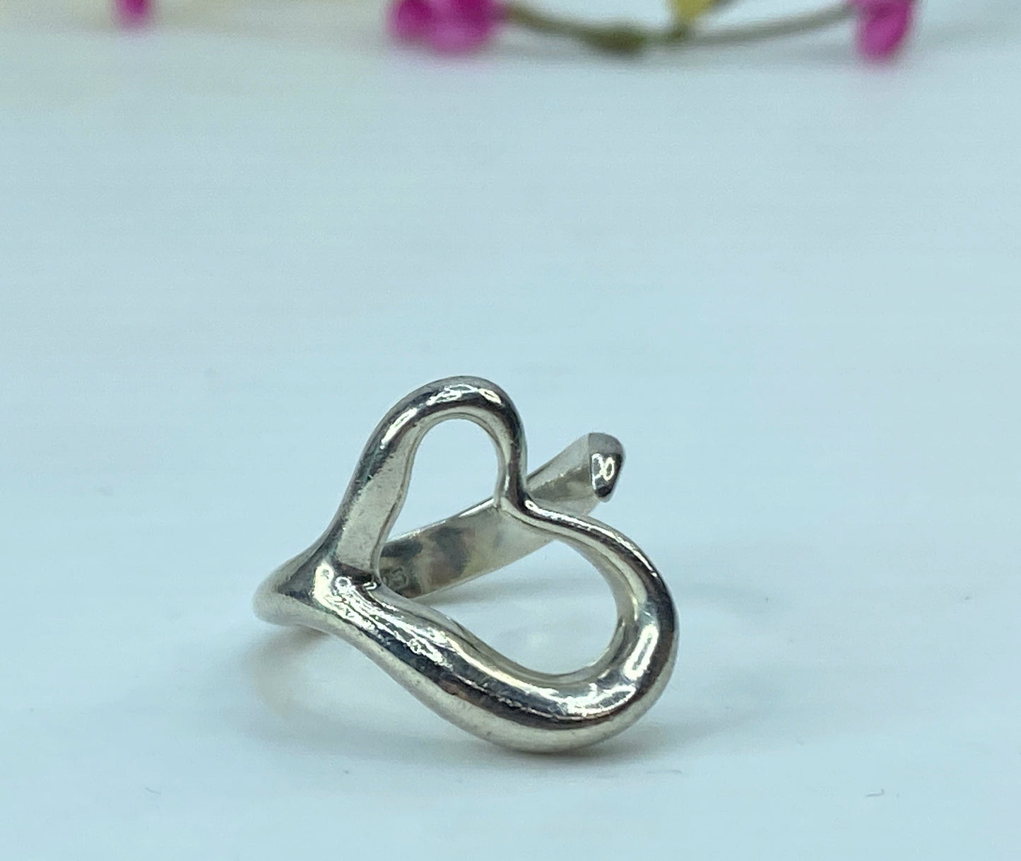 Tiffany & Co. Sterling Silver Elsa Peretti Open Heart Ring JR729