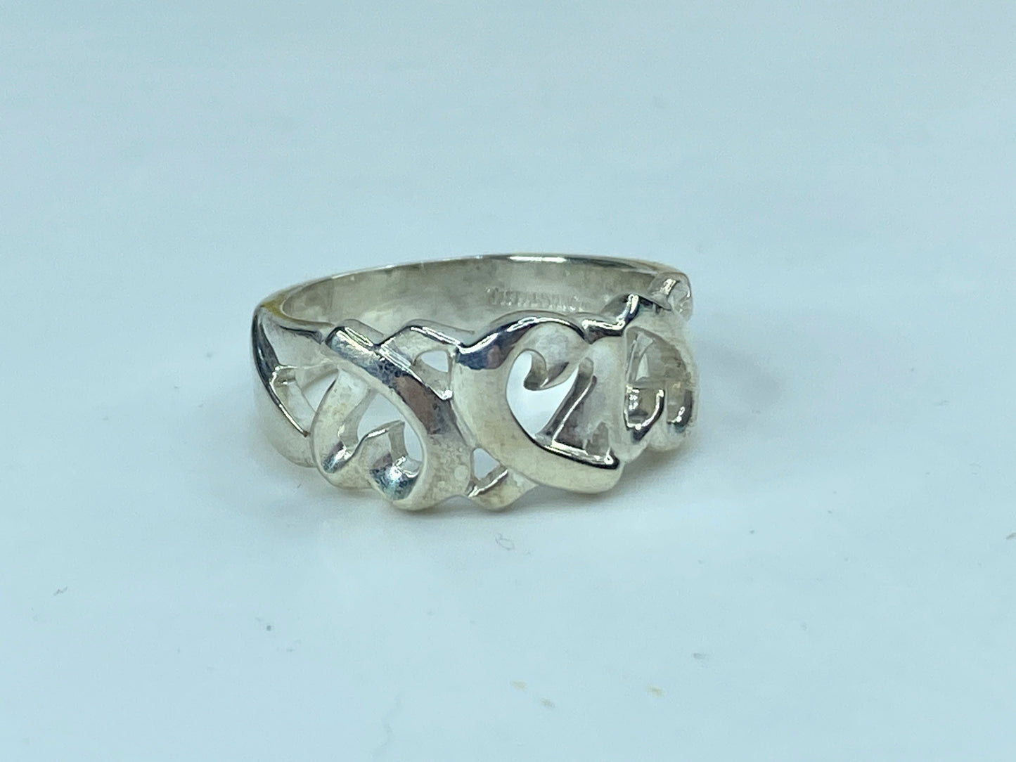 Tiffany & Co. sterling silver Paloma Picasso Loving hearts ring s7 5.4g JR732