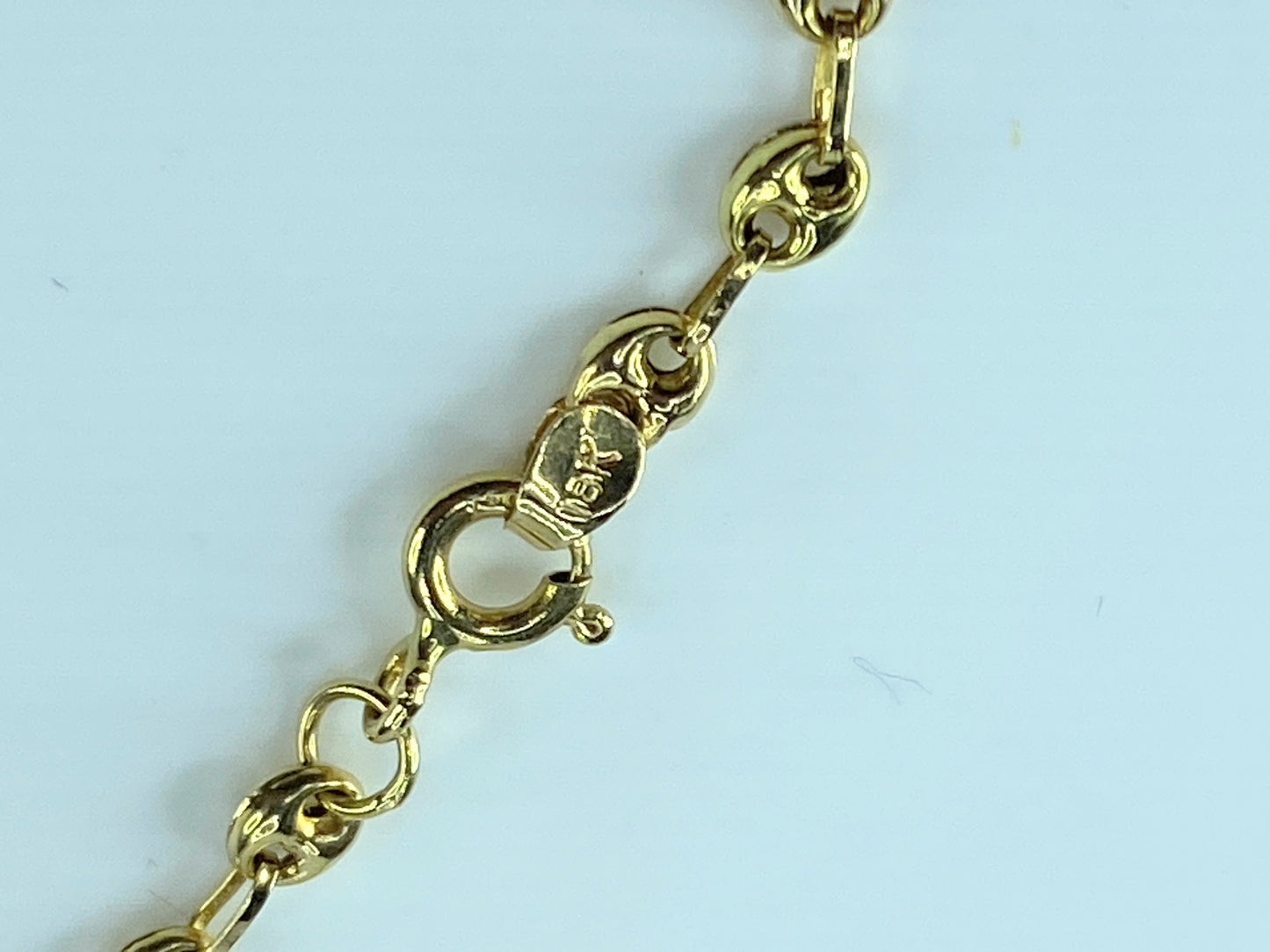 18k yellow gold oval Anchor nautical mariner 3.5mm necklace 18" 5.3g JR108
