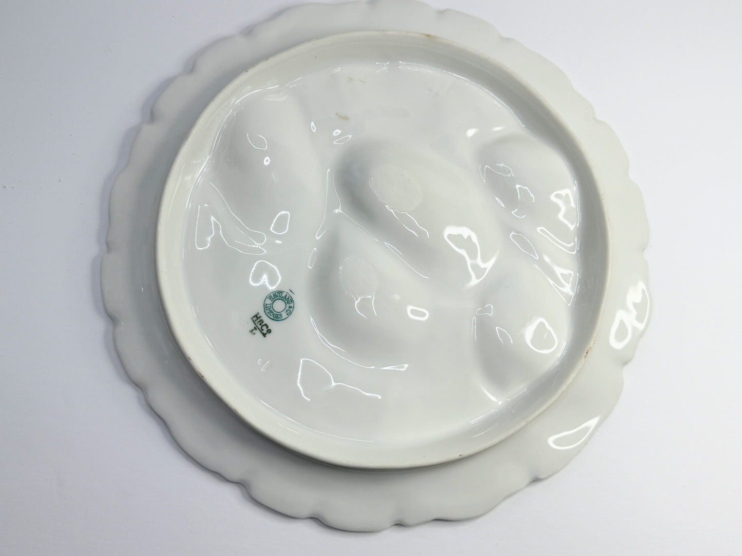 Haviland & Co. Limoges oyster plate hand-painted floral scalloped rim A757