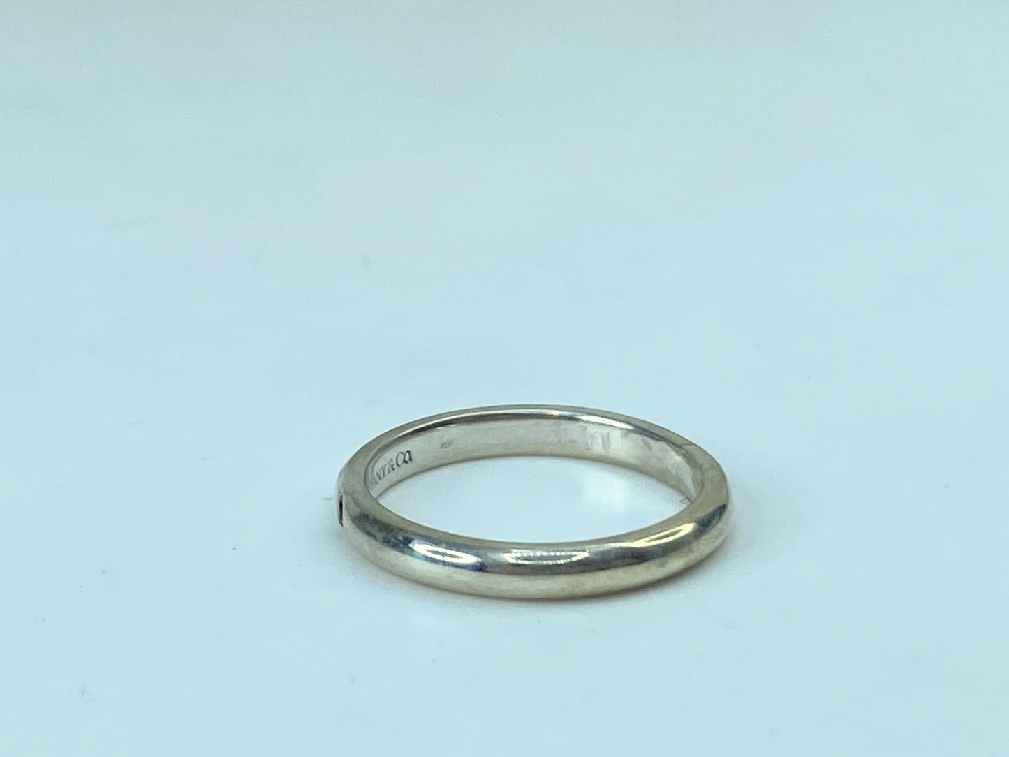 Tiffany & Co. Ruby Stacking Band Ring Peretti Silver 2.6g size 6.5 JR734