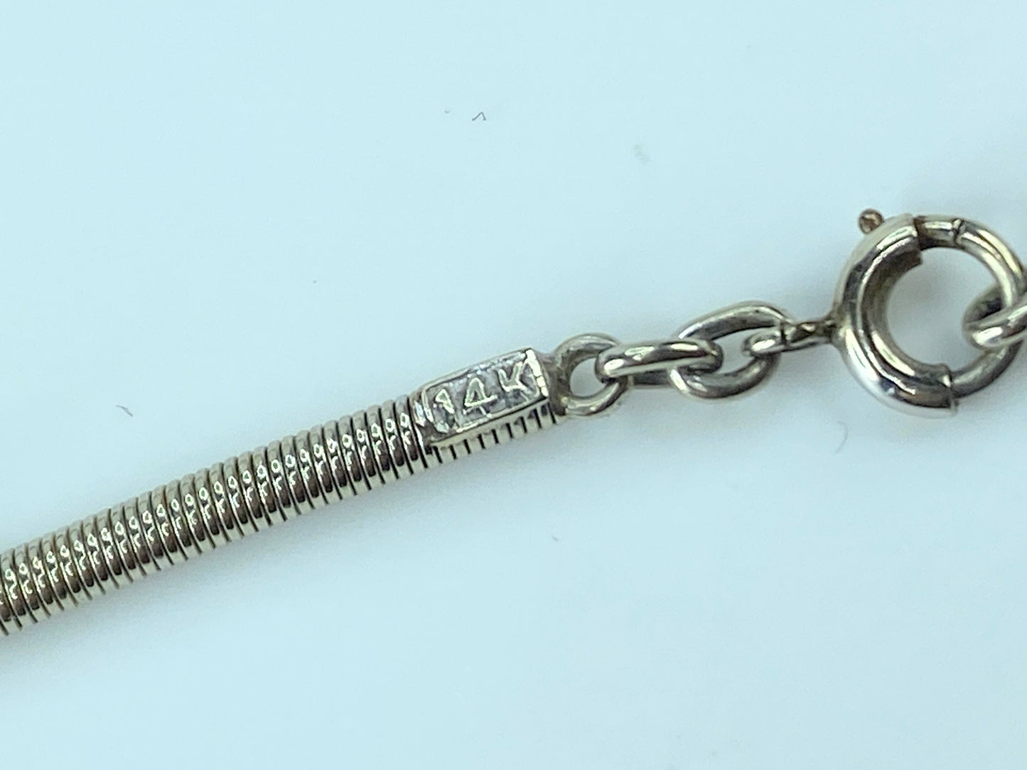 Art Deco 14K white gold spiral ring Hexagon Onyx pocket chain link 5.1g JR109