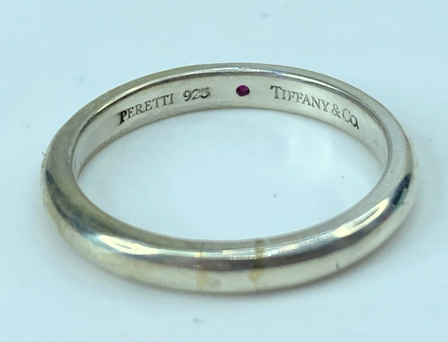 Tiffany & Co. Ruby Stacking Band Ring Peretti Silver 2.6g size 6.5 JR734