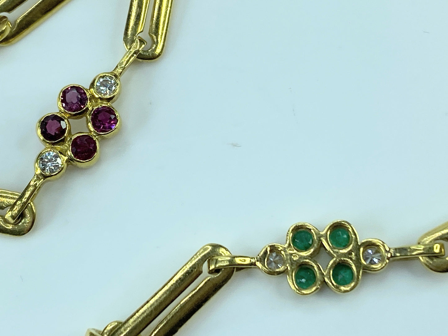 18K gold 9.2ct natural Diamond, Sapphire, Emerald, Ruby necklace 36" 68.2g JR110