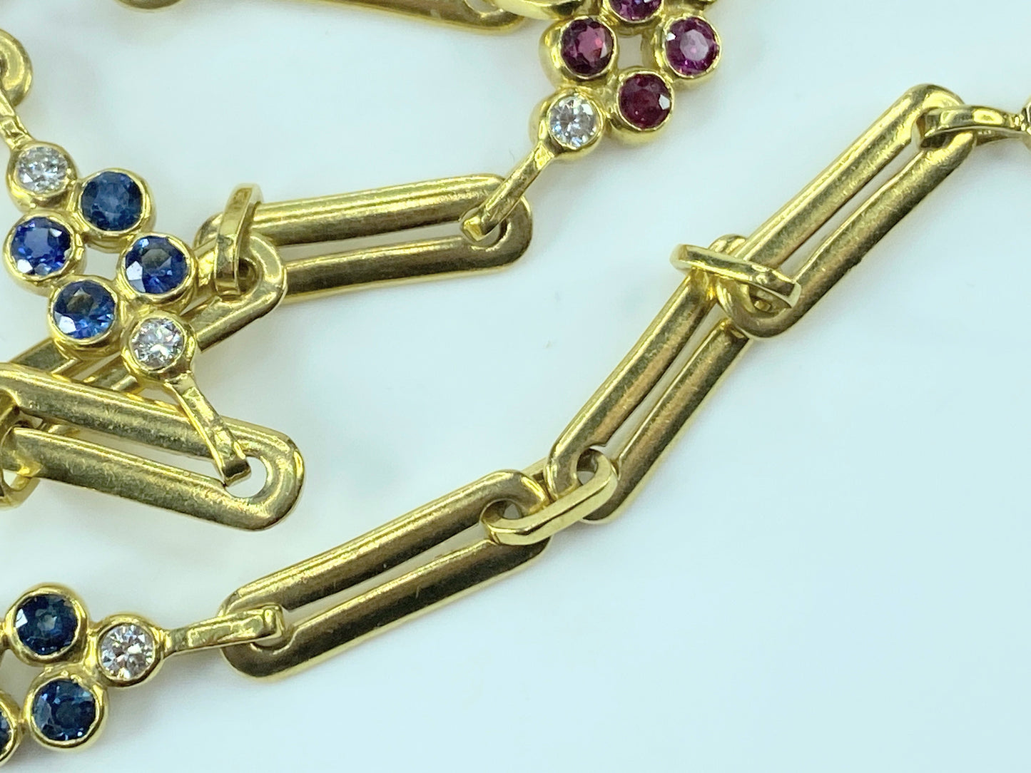 18K gold 9.2ct natural Diamond, Sapphire, Emerald, Ruby necklace 36" 68.2g JR110