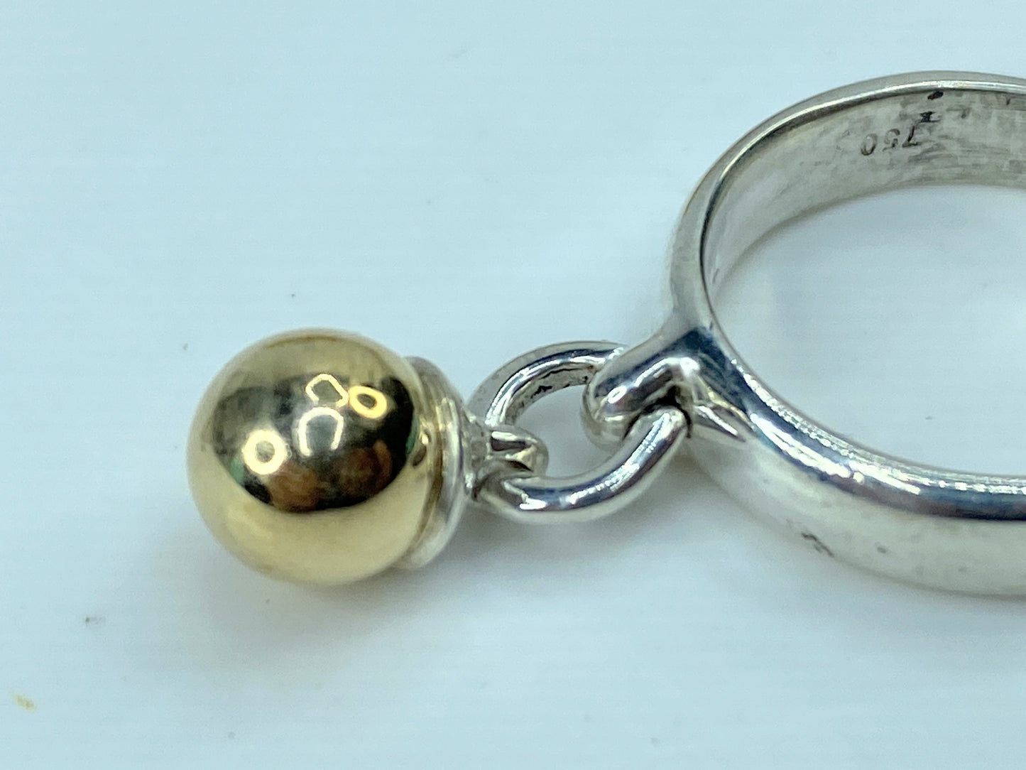 Tiffany & Co. Silver and 18K Gold Fascination dangle ball Ring 5.1g s7 JR735