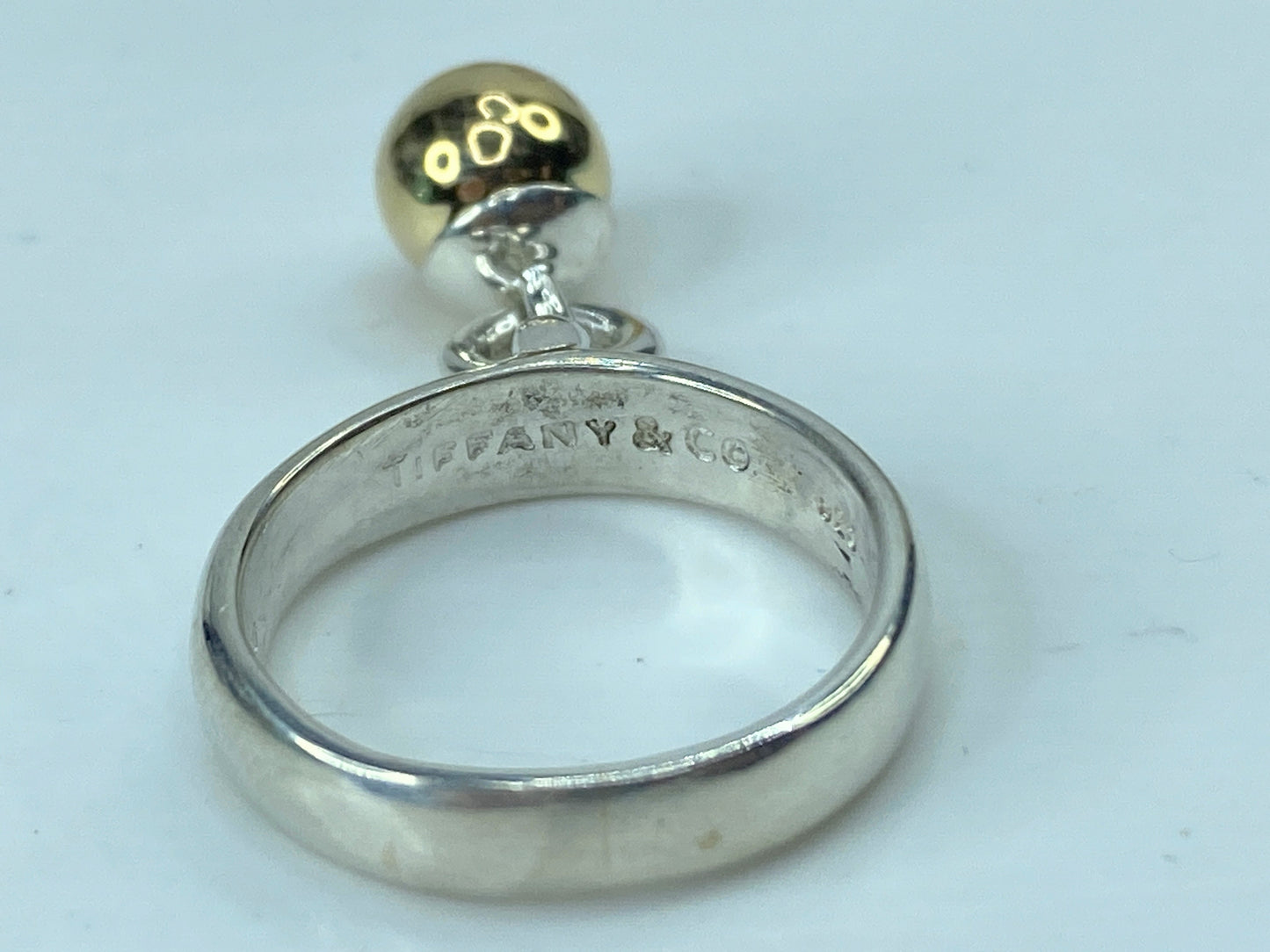 Tiffany & Co. Silver and 18K Gold Fascination dangle ball Ring 5.1g s7 JR735