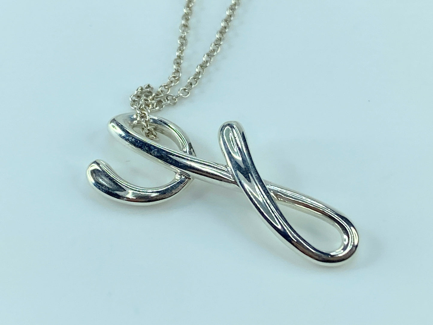 Tiffany & Co Silver Peretti Alphabet Y Necklace Pendant Chain Charm JR112