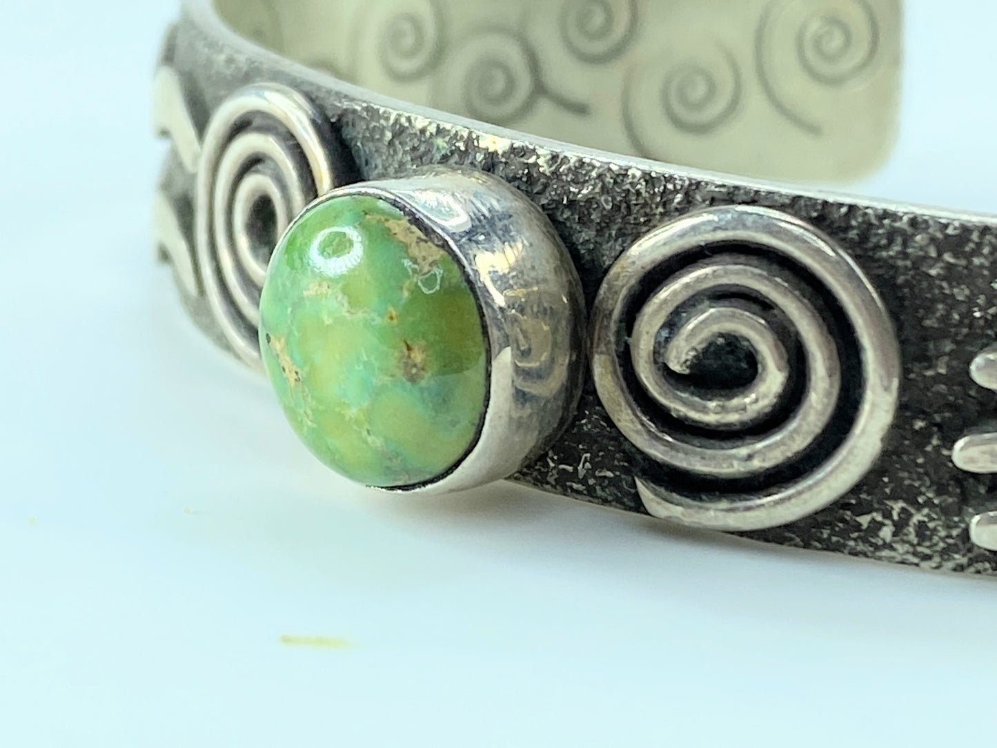 Navajo Turquoise Cuff by Alex Sanchez Sterling Native American Handmade JR114