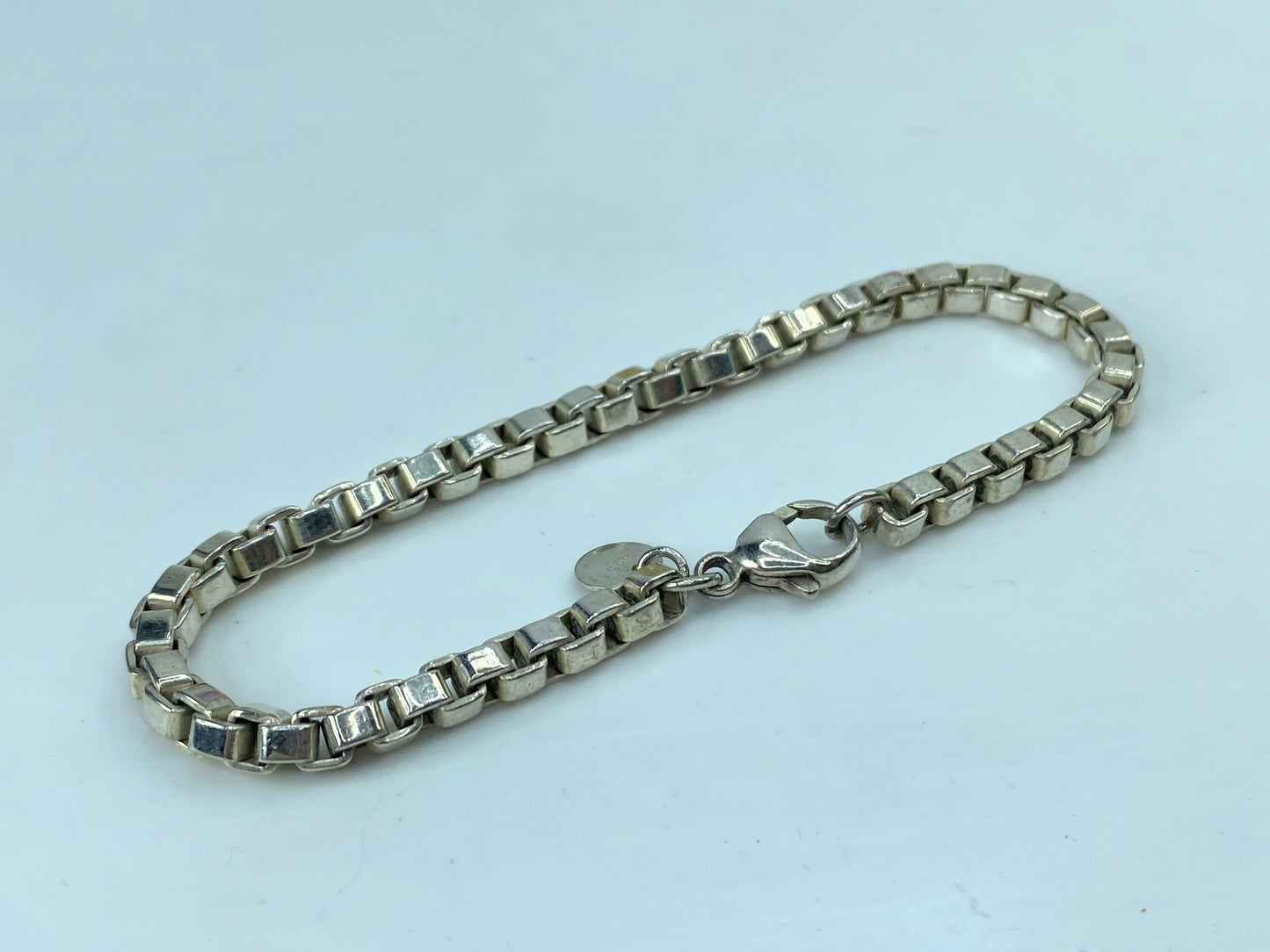 Tiffany & Co. Venetian 4.0mm Box Link Bracelet 925 Sterling Silver JR741