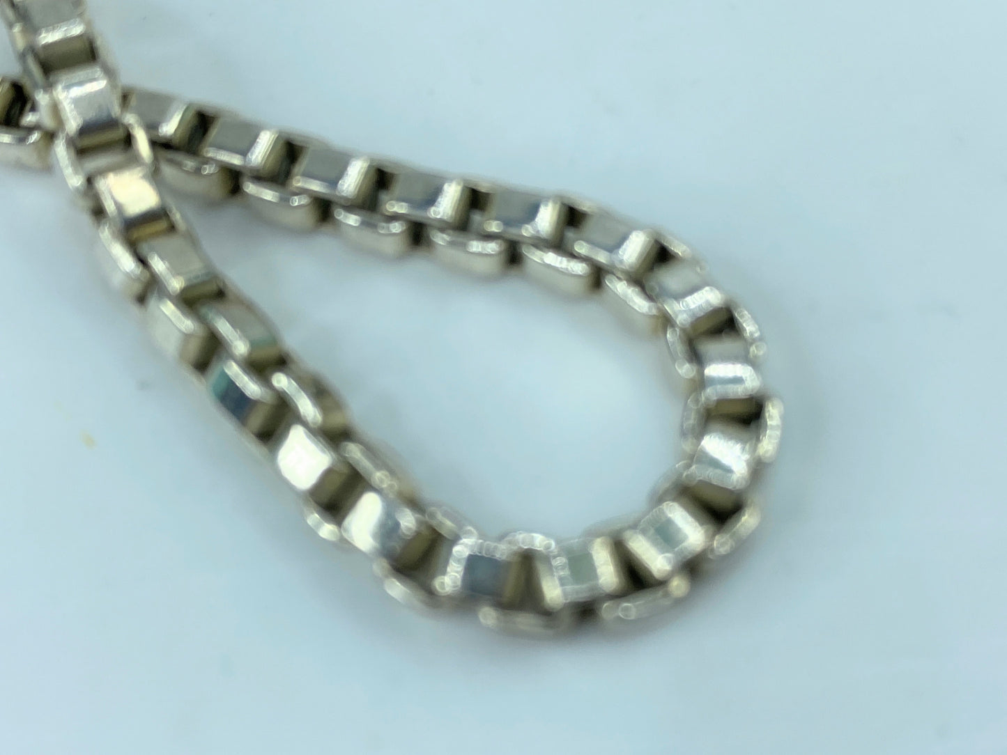 Tiffany & Co. Venetian 4.0mm Box Link Bracelet 925 Sterling Silver JR741
