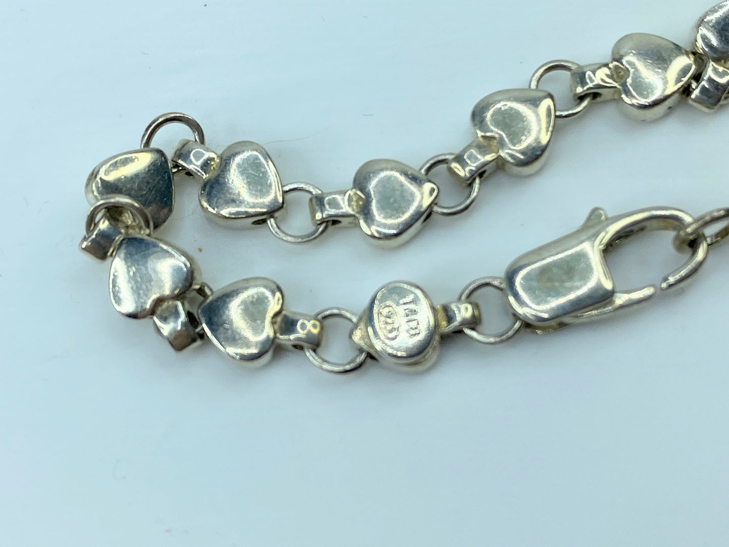 Tiffany & Co. Puffy Heart Link sterling silver 925 Bracelet 7" 11.7g JR743