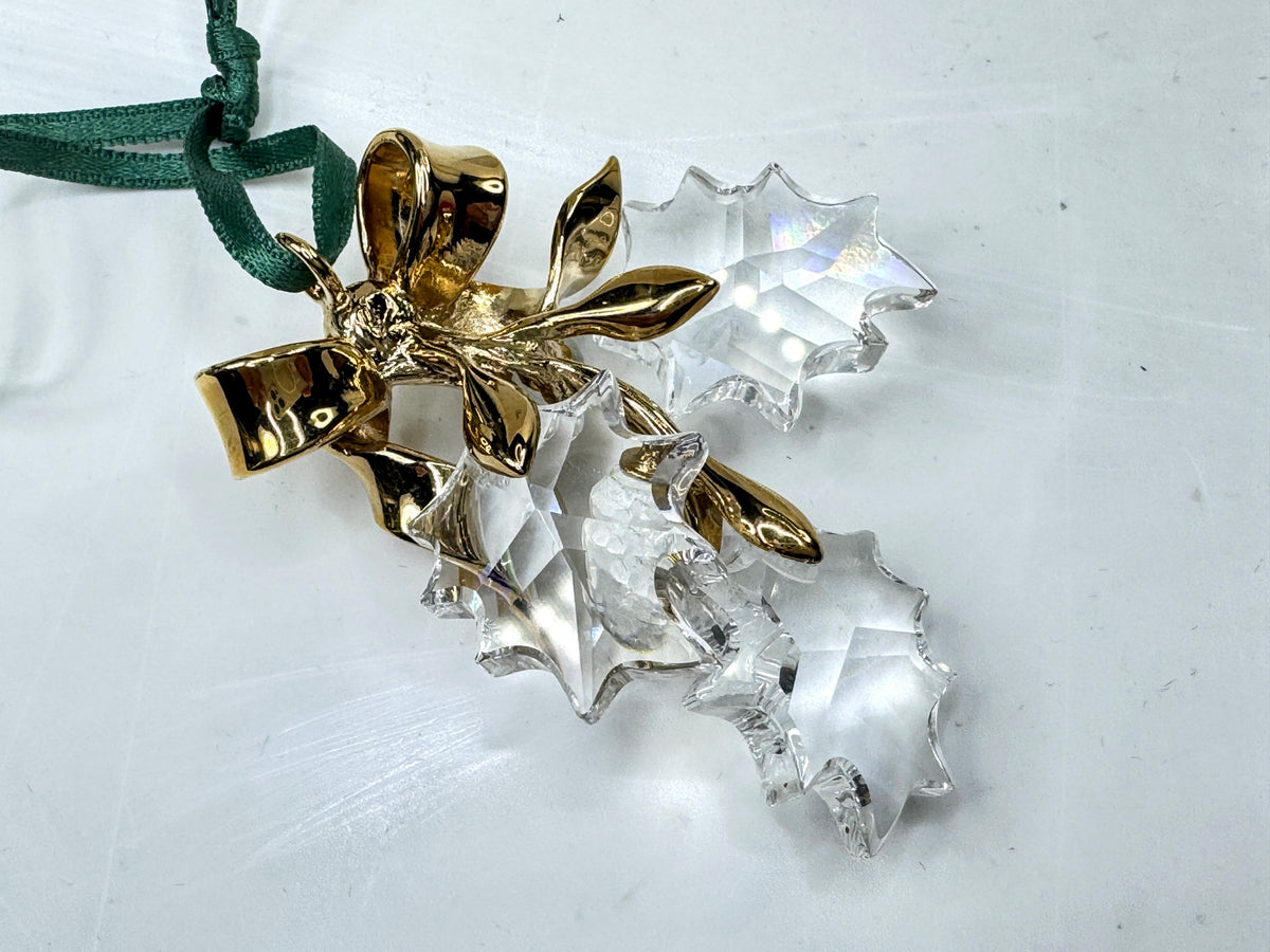 Swarovski Crystal Memories: Retired Holly Christmas Ornament Vintage S353
