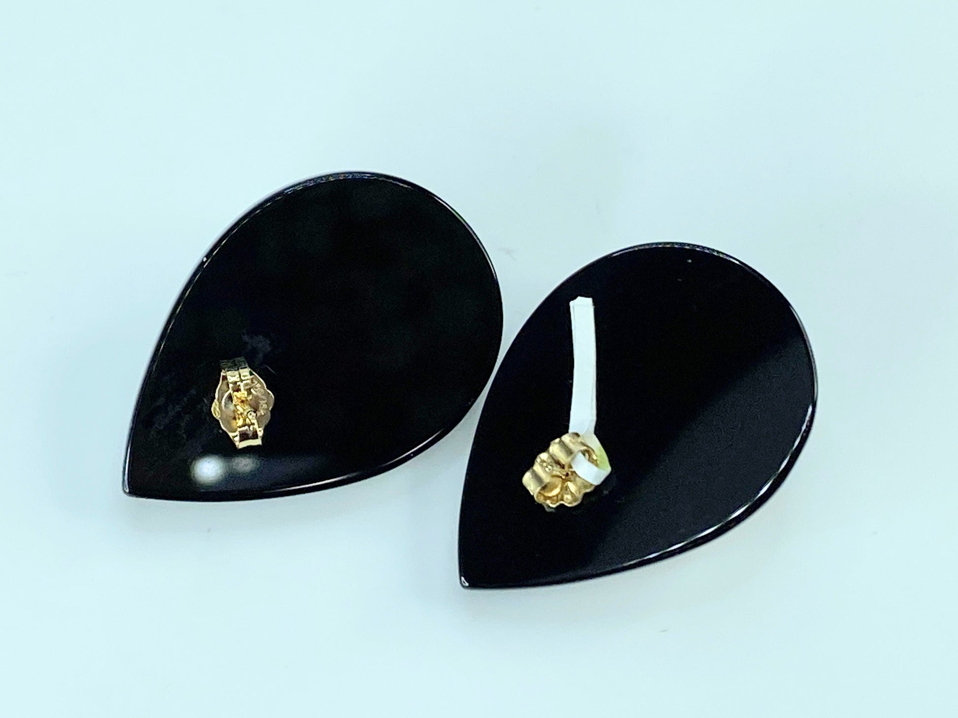 Mabe Pearl Onyx Teardrop Earrings in 14k yellow gold 11.6g 33mm JR130
