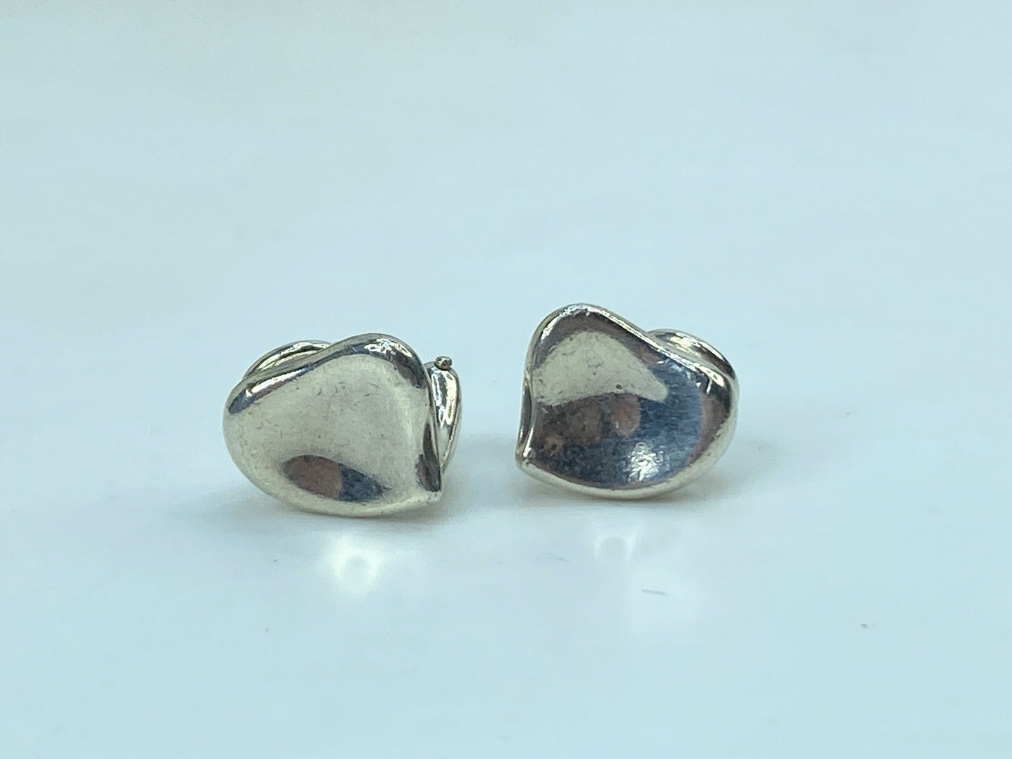 Tiffany & Co Sterling Silver Elsa Peretti Full Heart Stud Earrings 7.3g JR751
