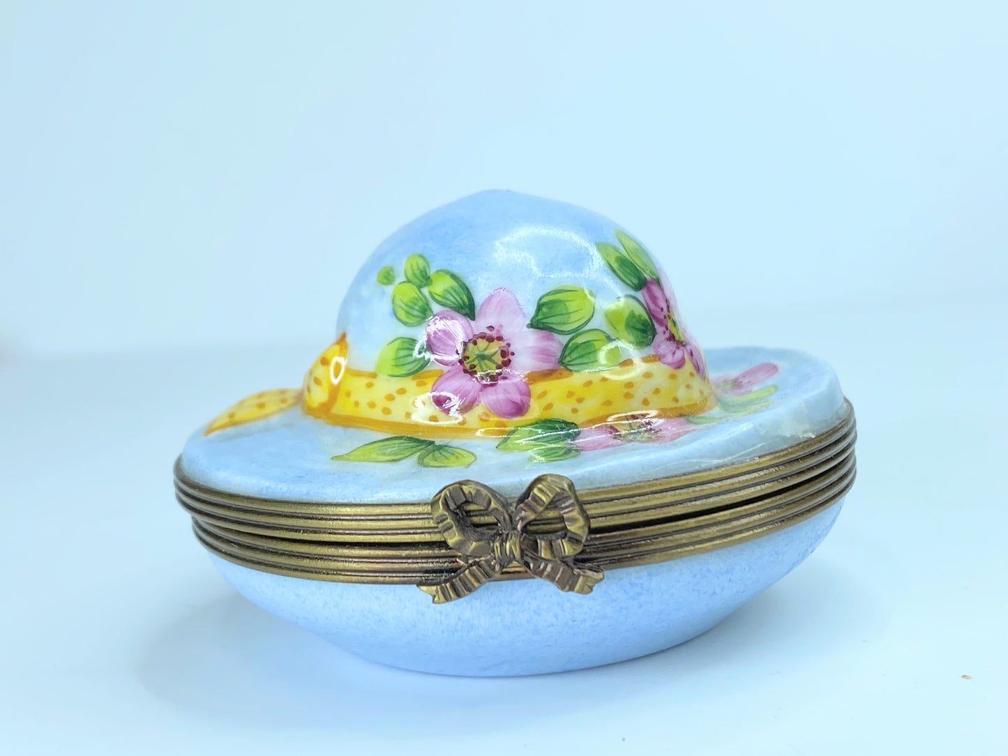 Marque Deposee Limoges Teal Hat Limoges Trinket Box A49